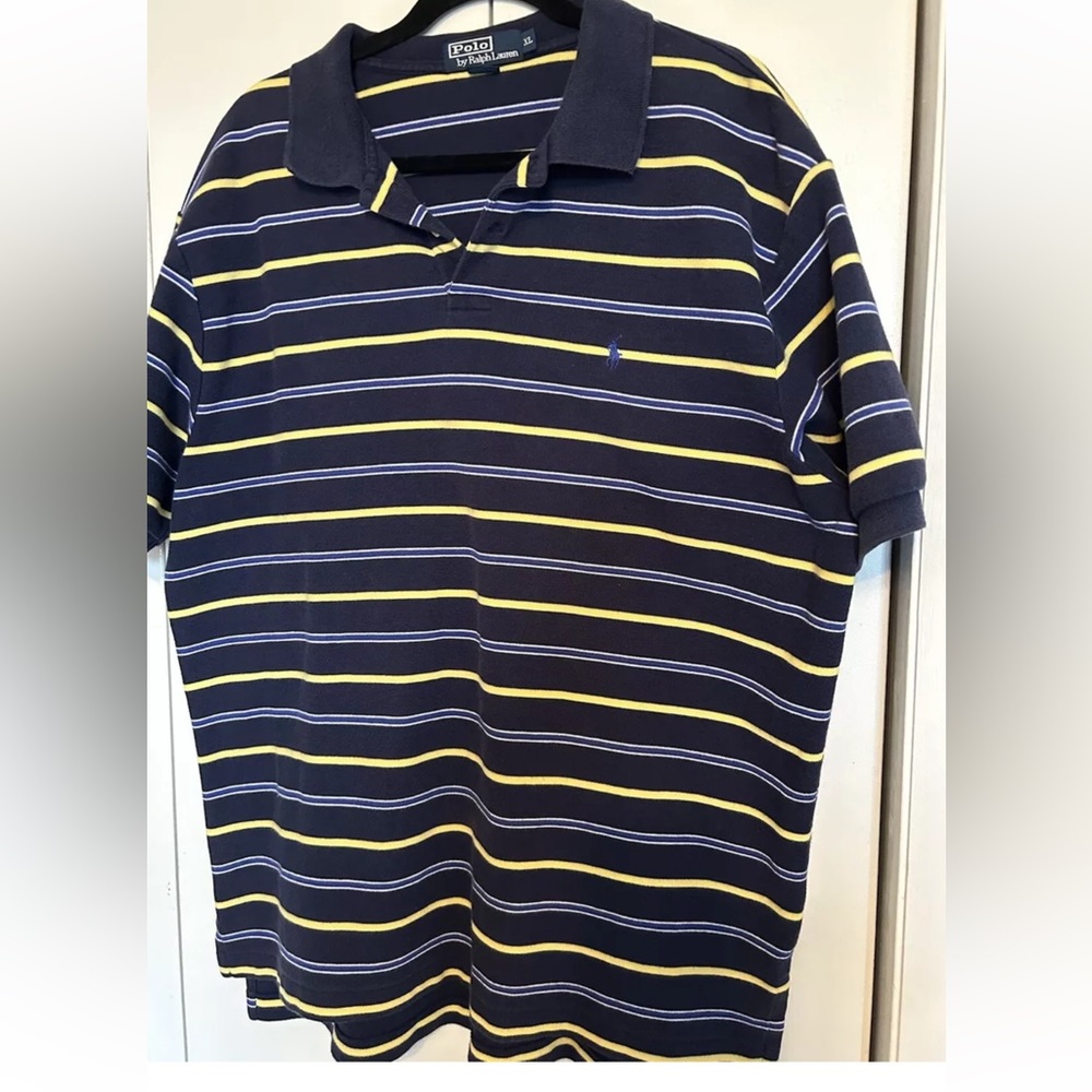 Vintage Polo by Ralph Lauren polo shirt size XL blue/yellow stripe